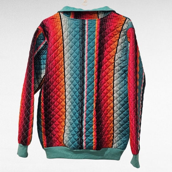 Crazy Train Quilted Multicolor Pullover Size Small - Picture 6 of 11